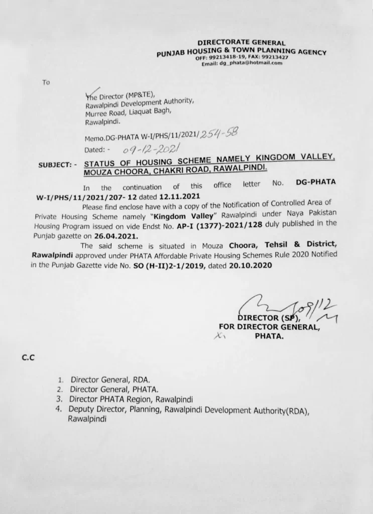 Kingdom Valley Islamabad NOC