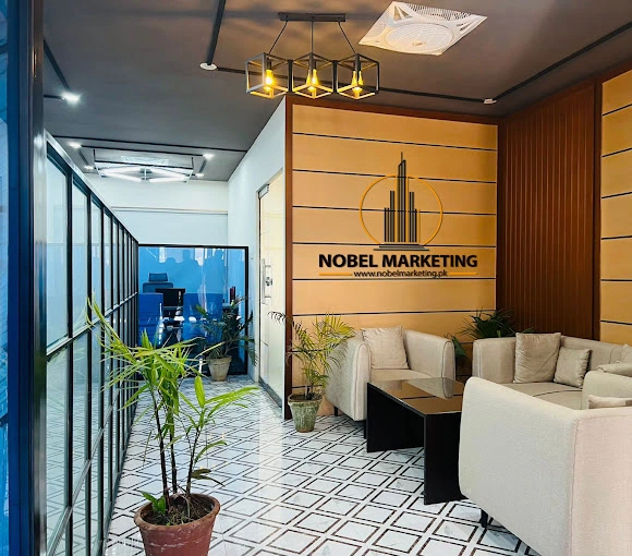 Interior photograph of Nobel Marketing's modern and inviting office space